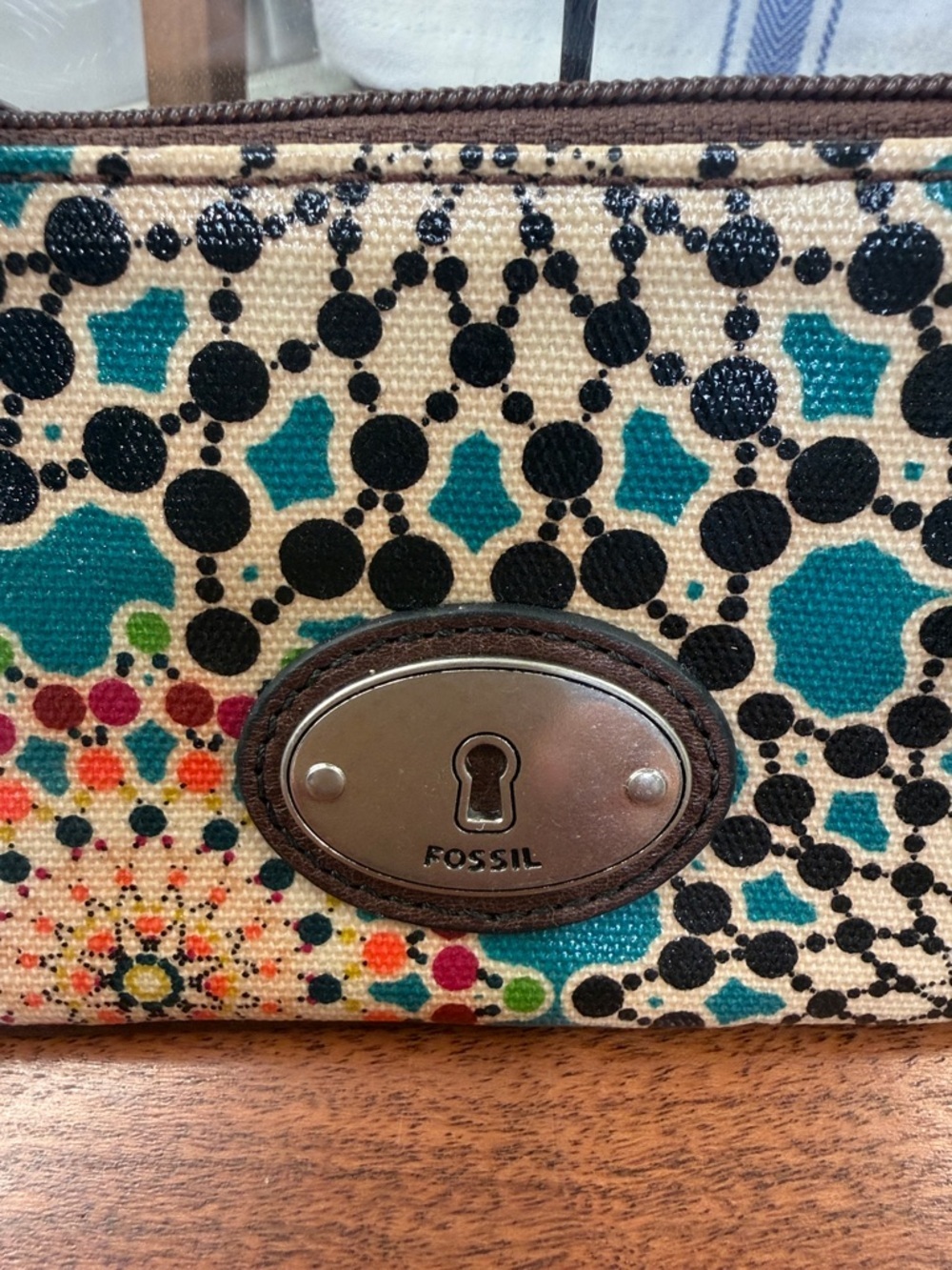 Fossil Key-per Teal Multicolor Key Pouch - Picture 2 of 7